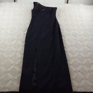 cinq a sept One Shoulder Cut Out Gown Maxi Dress Womens 6 Thigh High Slit